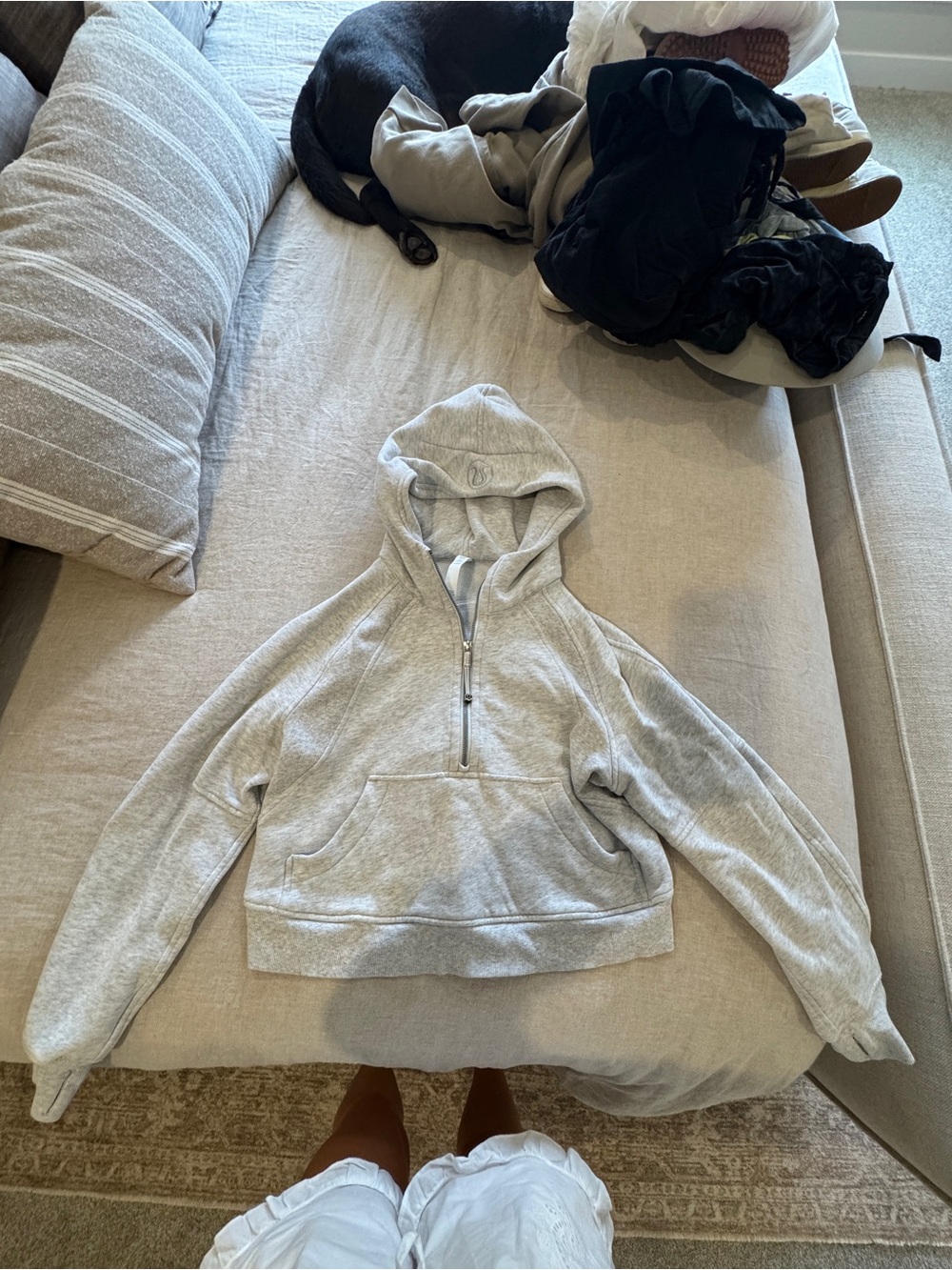 Women's LuluLemon Light Gray Half-Zip Hooded Sweater